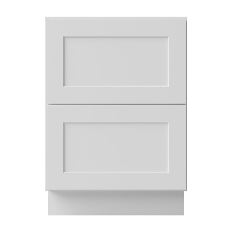 Armoire de cuisine en bois massif prête à assembler, Blanc / 2 tiroirs, 24"