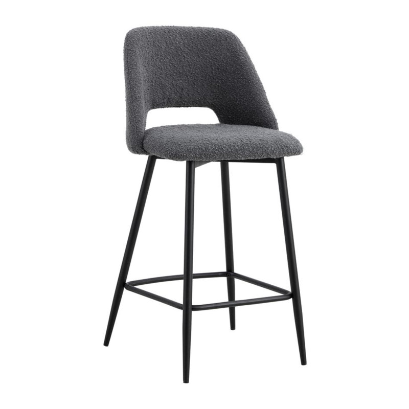Tabouret de comptoir rembourré Valdez, Gris
