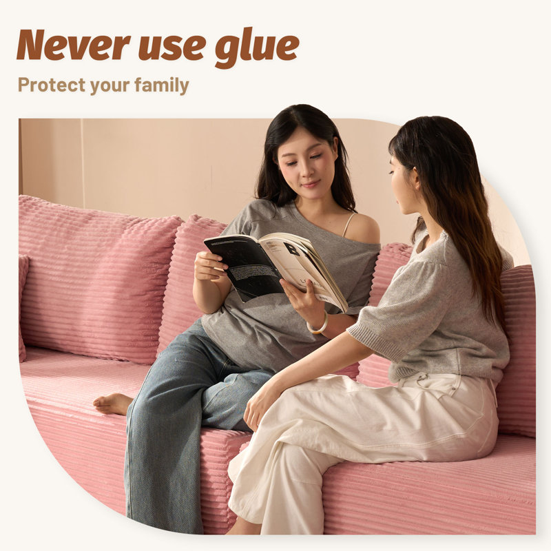 Corduroy Sofa, Pink, 4-seat