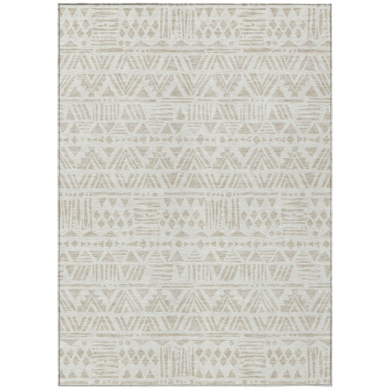 Tapis intérieur / extérieur ivoire et beige 9 pi x 12 pi Southwestern