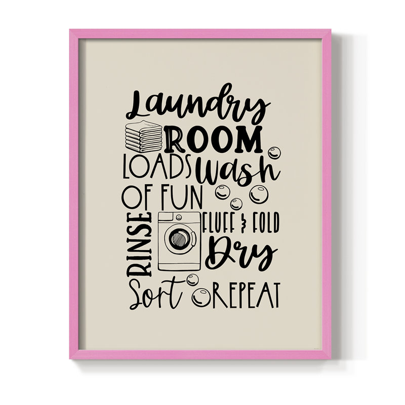 Laundry Room, reproduction encadrée - bois massif, Rose, H 15 po x l 12 po