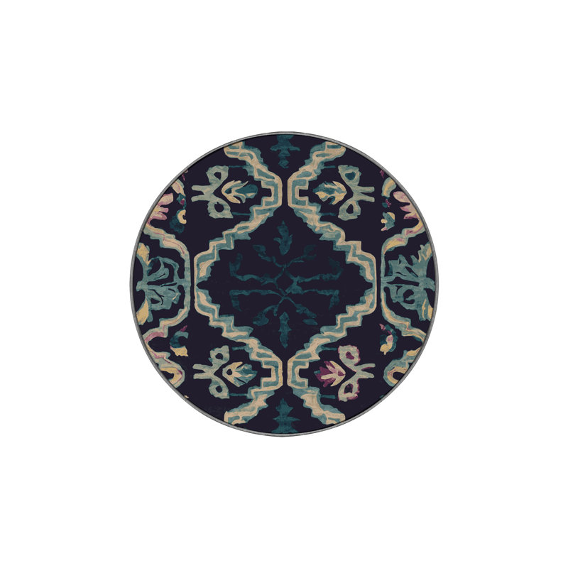 Machine Washable Purple Area Rug, Round 3'