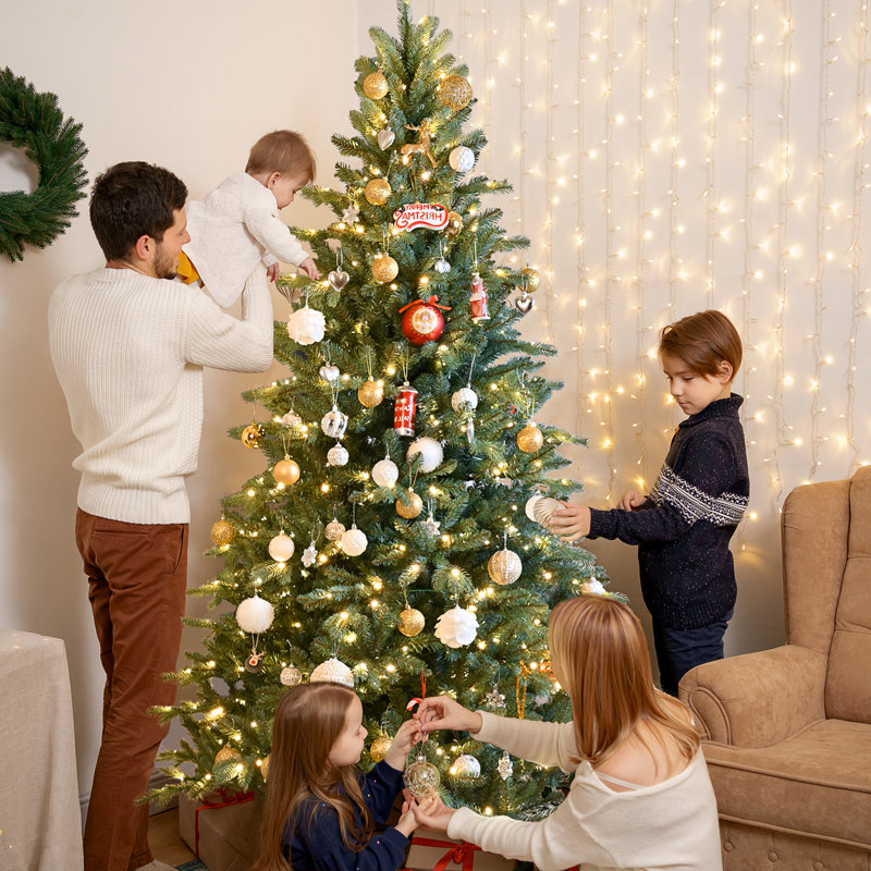 Arbre de Noël artificiel pré-éclairé avec lumières blanc chaud, 7,5 pi