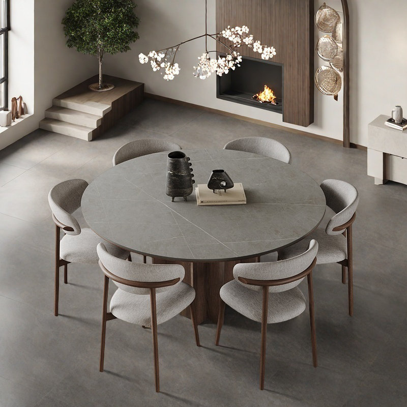 Sturdy Rock Plate Dining Table Sets., 29.53"H x 53.15"L x 53.15"W