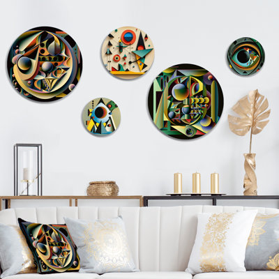 Playful Imaginary Landscapes I - Modern Geometric Metal Wall Décor