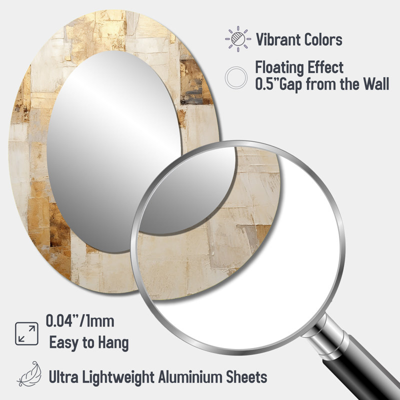 Beige Dream Collage I - Beige Oval Wall Mirror Decor, 40" x 30"