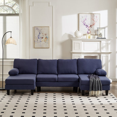 106.3" Sectional Sofa, U Shaped Couch With Removable Sofa Cover by Latitude Run