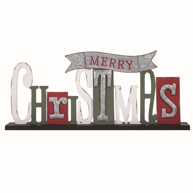 Panneau en bois 28,25 po Multicolor Merry Christmas