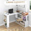 Bureau d'angle en L, bureau à domicile rotatif à 360 degrés avec tablettes de rangement, poste de travail de table d'écriture, blanc-895004952