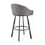 Tabouret de bar en métal noir avec similicuir gris
