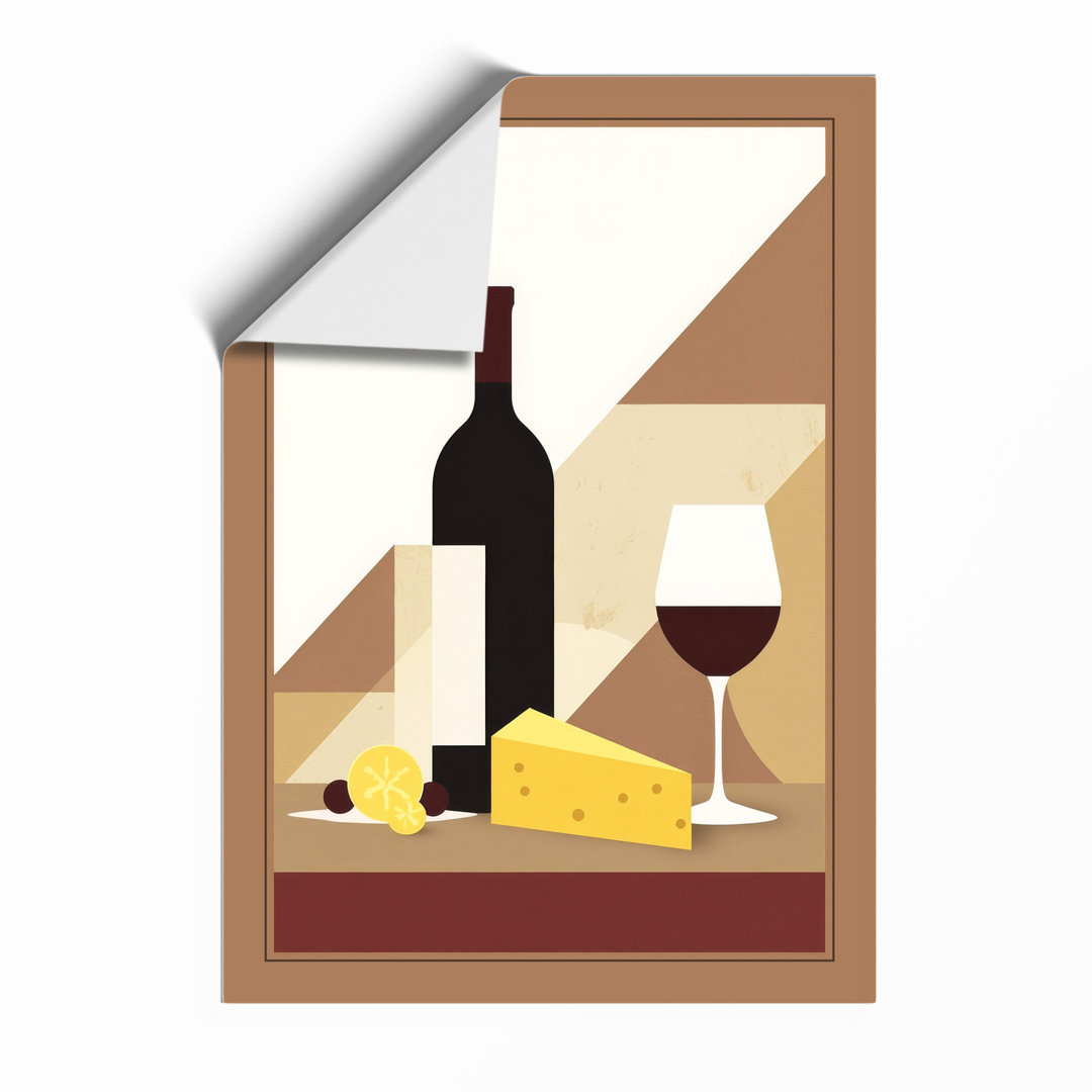 Wine and Cheese Still Life Art Deco - Framed Print