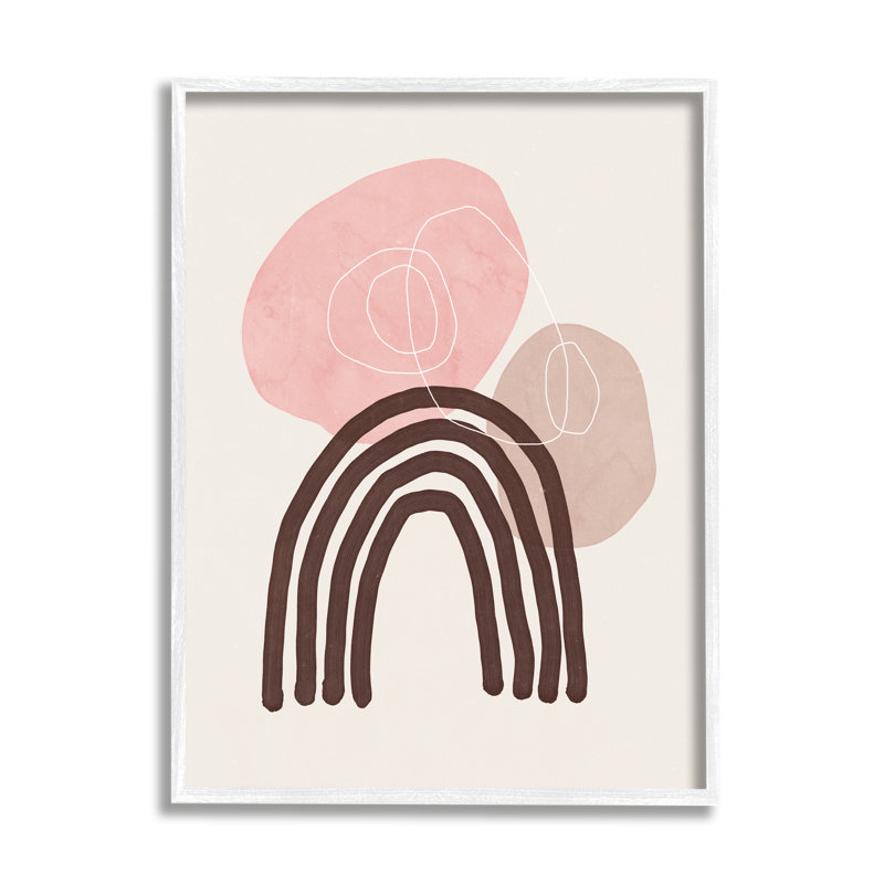 Fun Boho Rainbow Shapes - impression, H 20 po x l 16 po x P 1,5 po, Giclée encadrée blanc bord de mer