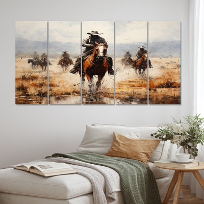 Western Dust and Grit II - art mural sur toile Western - 5 panneaux égaux