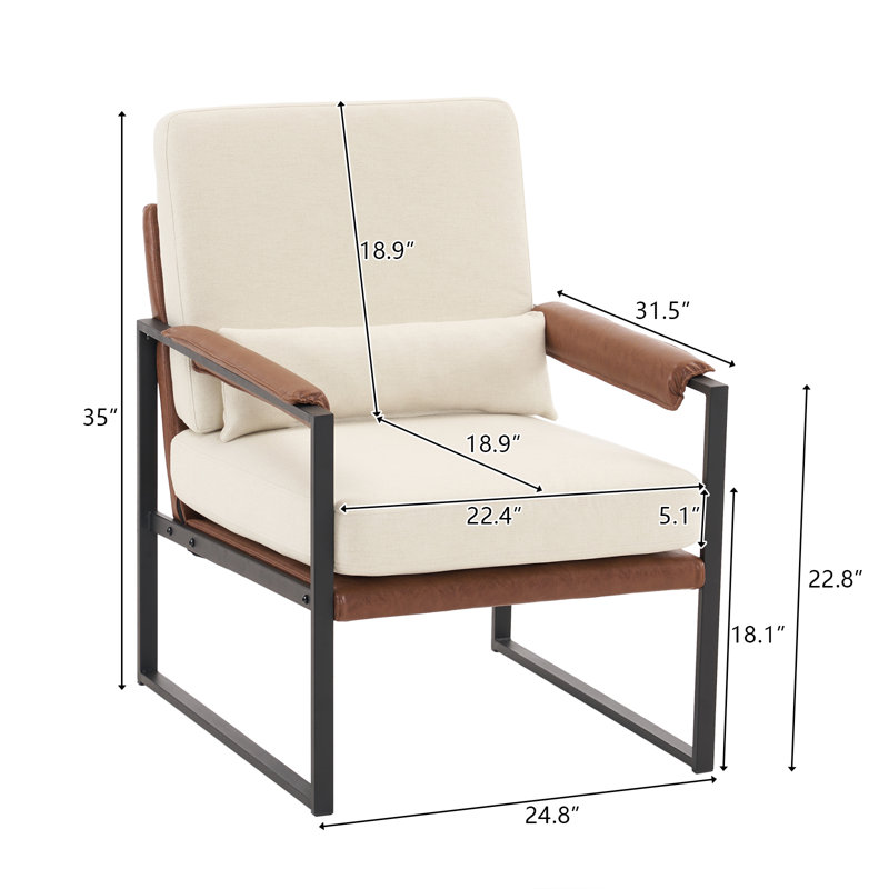 Fauteuil l 24,8 po Riner, Mélange de lin blanc