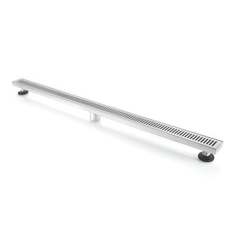 Drain de plancher de douche rectangulaire en acier inoxydable BOann 304 (48 po), Nickel