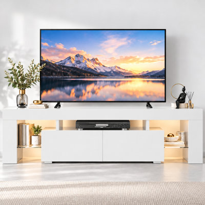 Meuble audio-vidéo avec lumières DEL Manjesh 63 po, meuble télé pour téléviseur de 70 po ou moins Manjesh