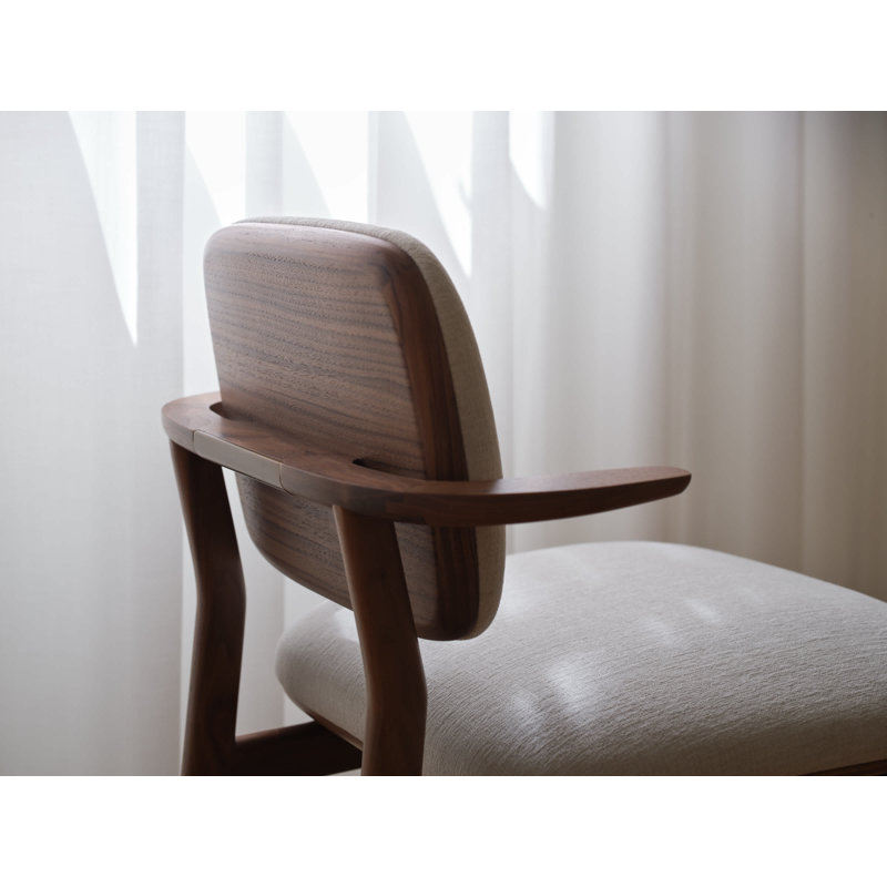 Marea Upholstered Dining Chair, Natural Walnut, L493 Sanfor Natural 0023