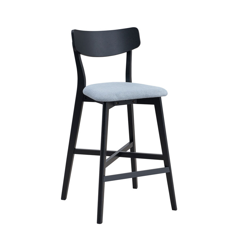 Set Of 2 Modern Wooden Bar Chairs, Upholstered Soft Kitchen Island Stools, Counter Height With Backrest, Ideal For Pub, Living Room, Restaurant, Comfortable And Stylish Seating Solution For Home