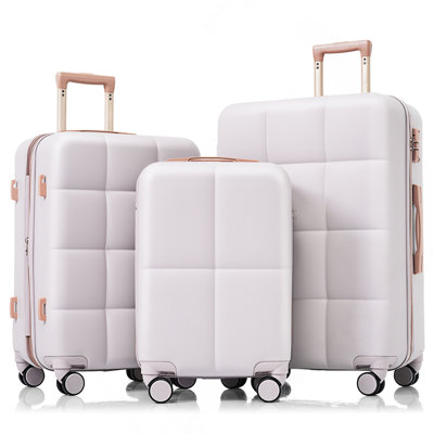 Ensemble de 3 valises, bagage à main certifié avec porte-gobelet, bagage rigide en ABS avec roues pivotantes, gris clair