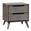 Chambre à coucher avec table de chevet moderne Mid-Century avec 2 tiroirs en bois massif gris