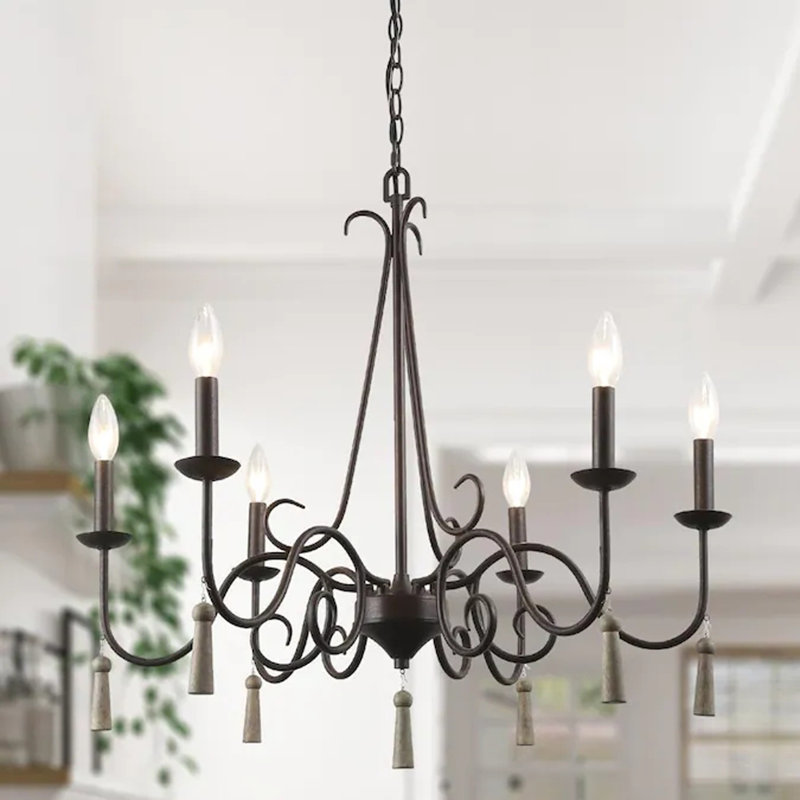 Lustre classique / traditionnel à 6 lumières de style bougie Hafford