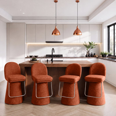 Everly Swivel Upholstered Counter Stool with Solid Wood Frame