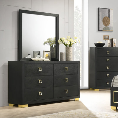 Commode 6 tiroirs avec miroir Hapeville