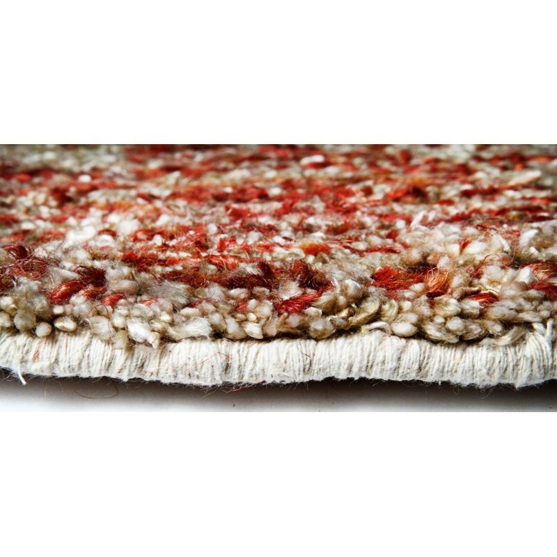 Tapis rouge bouclé à la main Gem, Rectangle 4 pi x 6 pi
