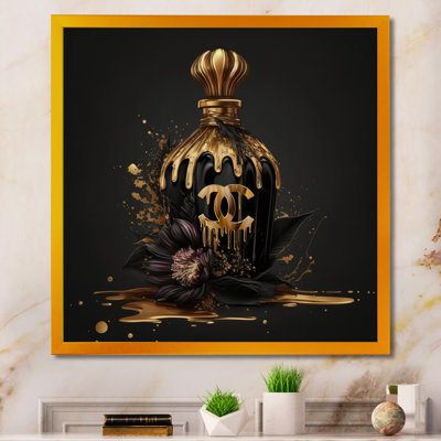 " Chic Black And Gold Perfume Bottle VIII "