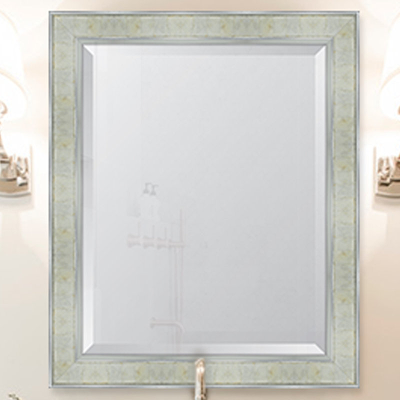 Wood Wall Mirror, 34" H x 25" W, Silver