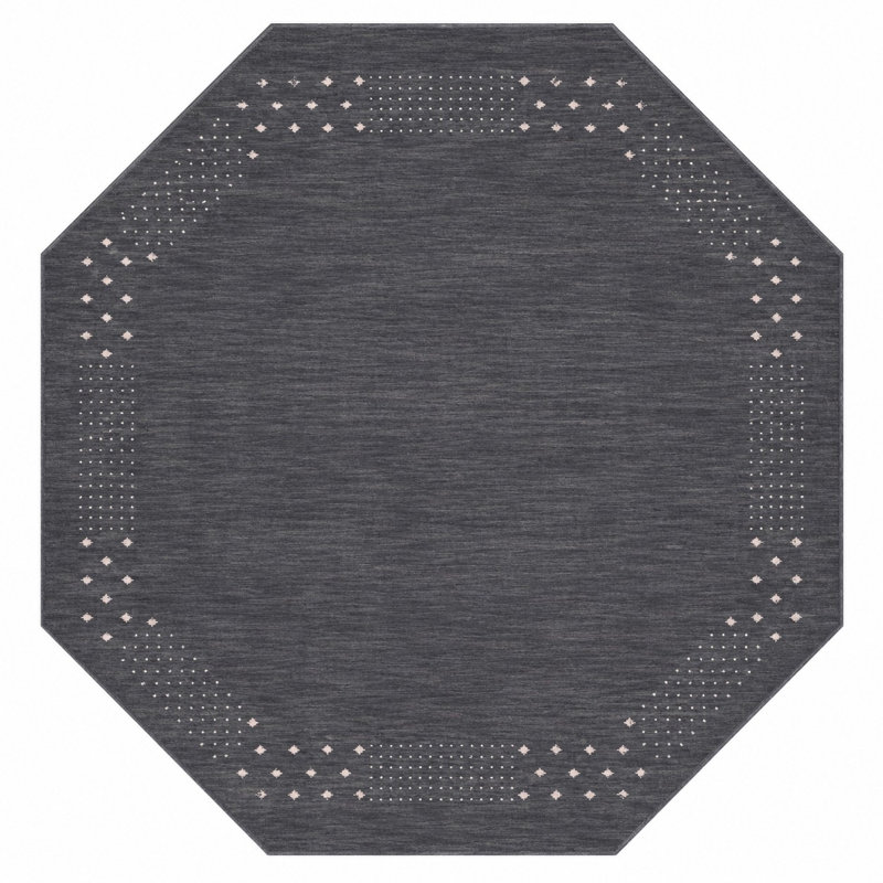 Hand Knotted Loom Wool Eco-Friendly Area Rugs  - 8' x 8', Octagon | Charcoal Color | Contemporary Modern | High Pile Thick Handmade Anti Skid Area Rugs for Living Room, Bed Room