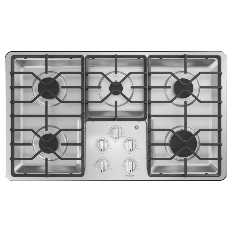 Plaque de cuisson à gaz intégrée de 36 po avec 5 brûleurs, Acier inoxydable
