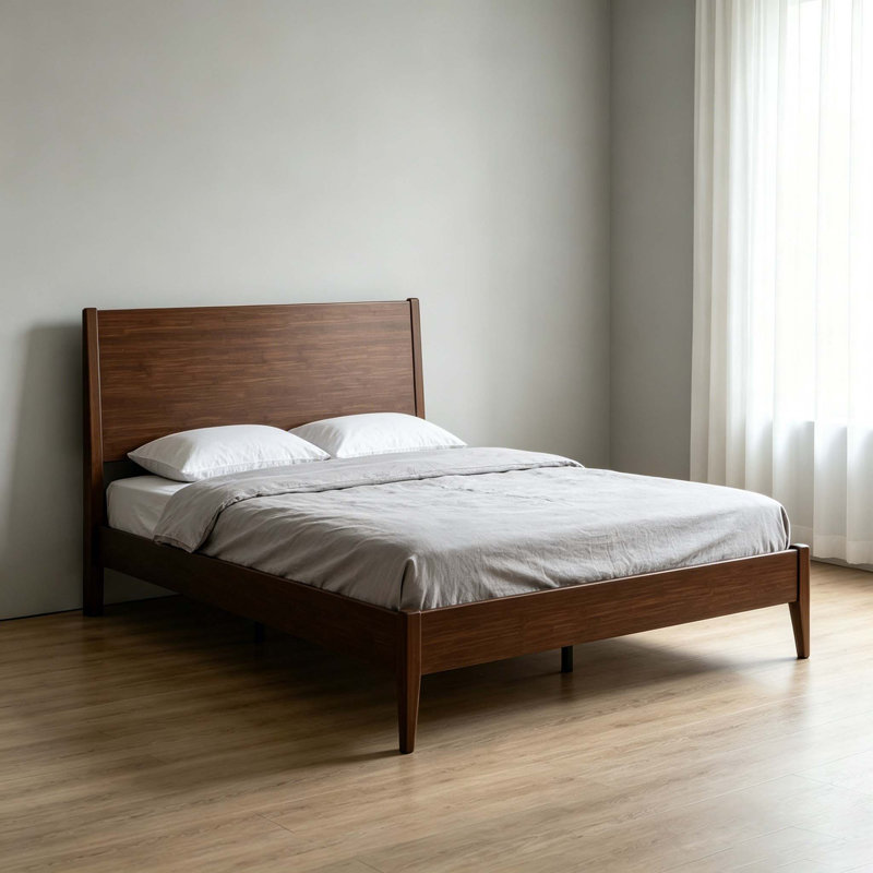 Lit plateforme en bois de bambou massif, Queen, Chocolate