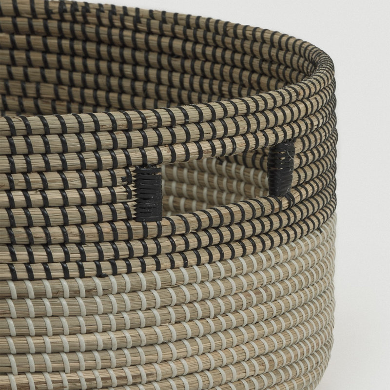 Westerleigh Black Medina Seagrass Floor Basket, Beige/White/Black