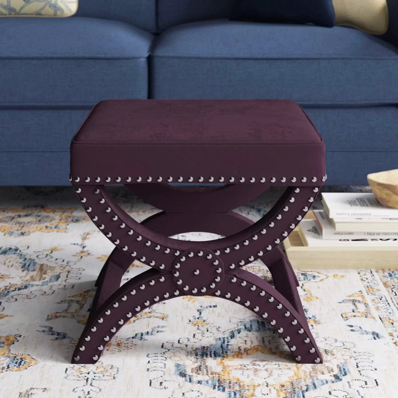 Repose-pieds standard carré de 21,3 po Miamisburg, Velours prune