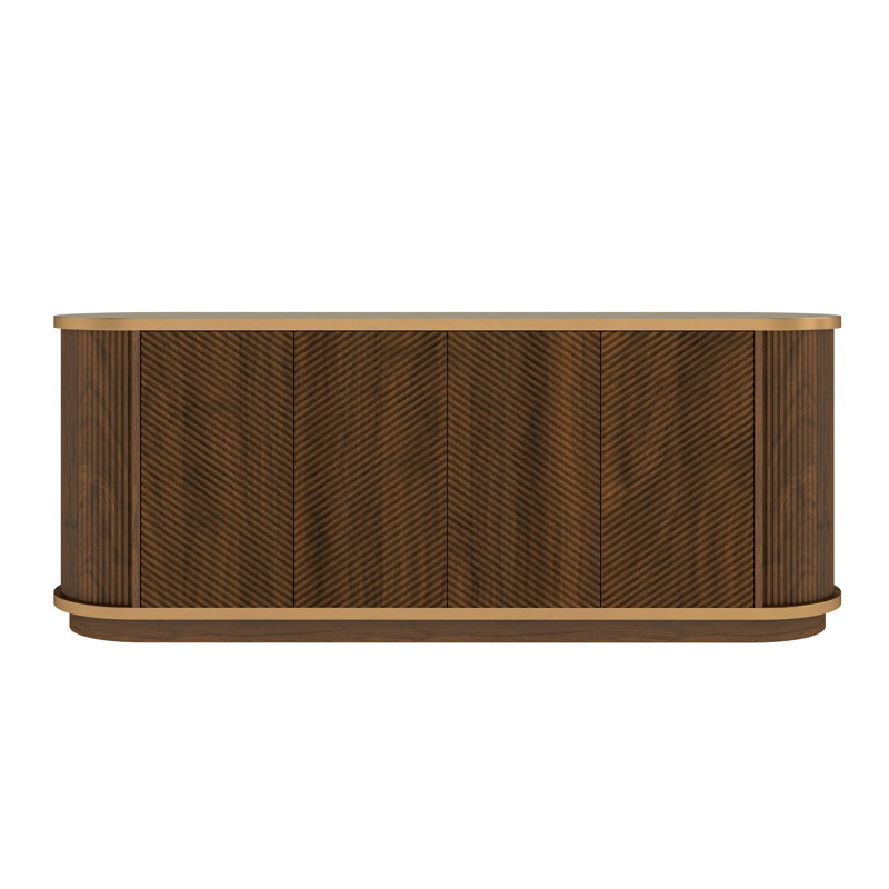 Buffet 63 po diagonal cannelé avec rangement, Brun