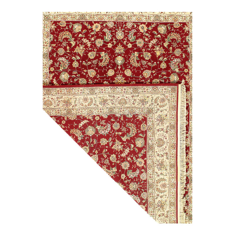 Tapis en laine/rouge/ivoire à la main noué la Montreal