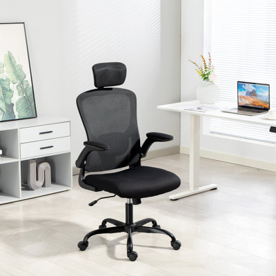 Fauteuil de bureau ergonomique, chaise de bureau avec support lombaire 4D, noir