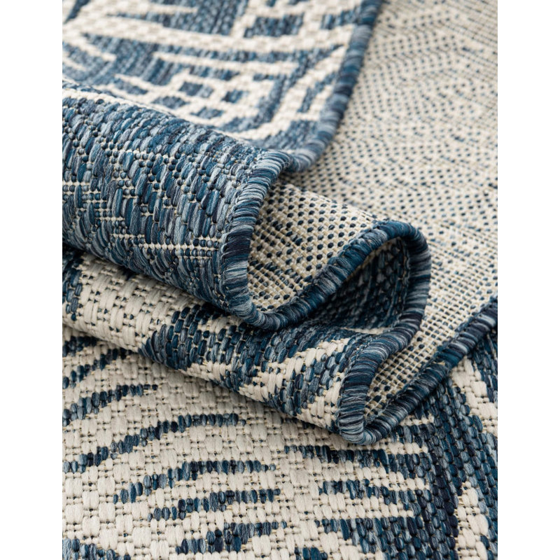 Tapis contemporain bleu marine et ivoire Avelynn, Rectangle 2 pi x 3 pi 1 po