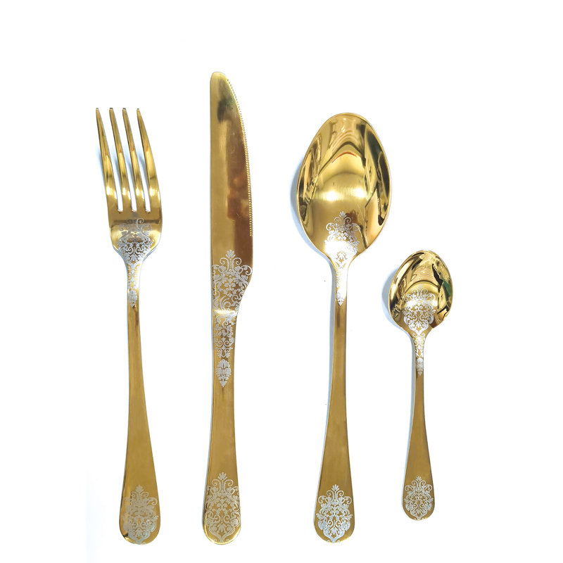 24 PIECES SHINY GOLD CUTLERY