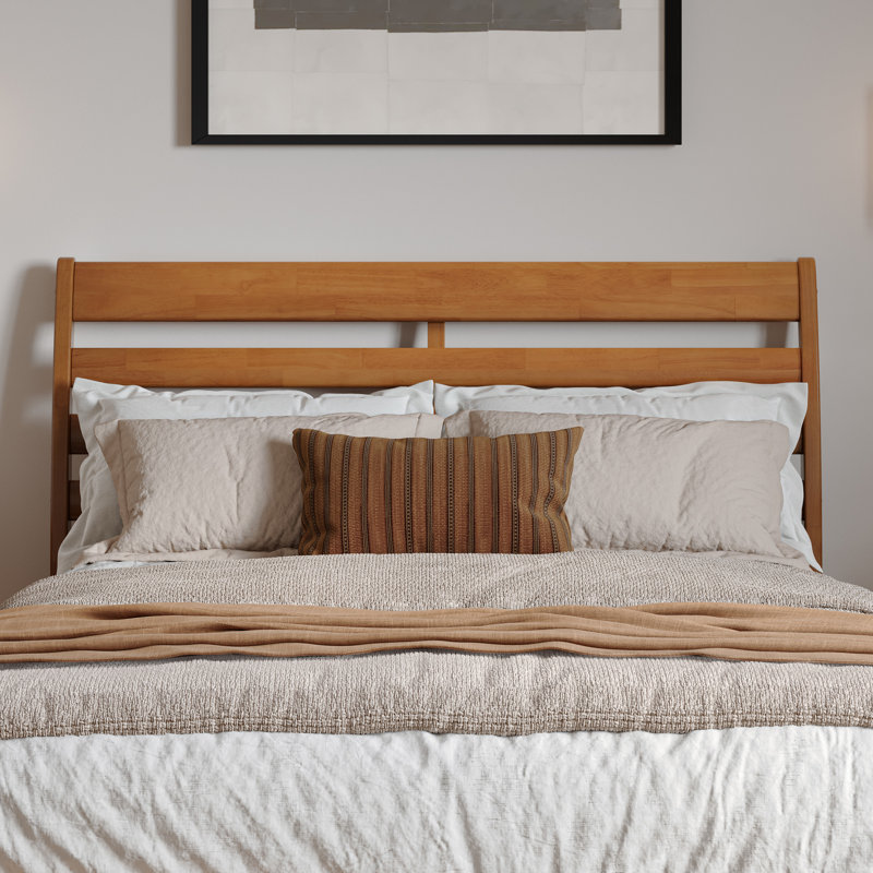 Ashmun Solid Wood Sleigh Slat Panel Headboard, Light Toffee, Full