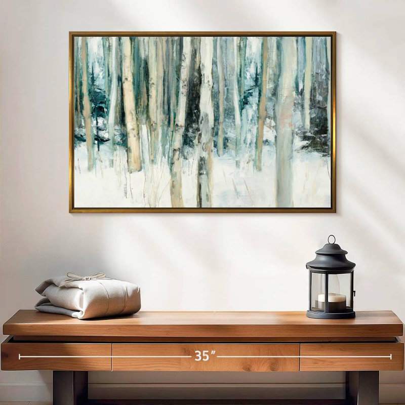 Winter Woods III, 25 po x 17 po, Cadre flottant doré