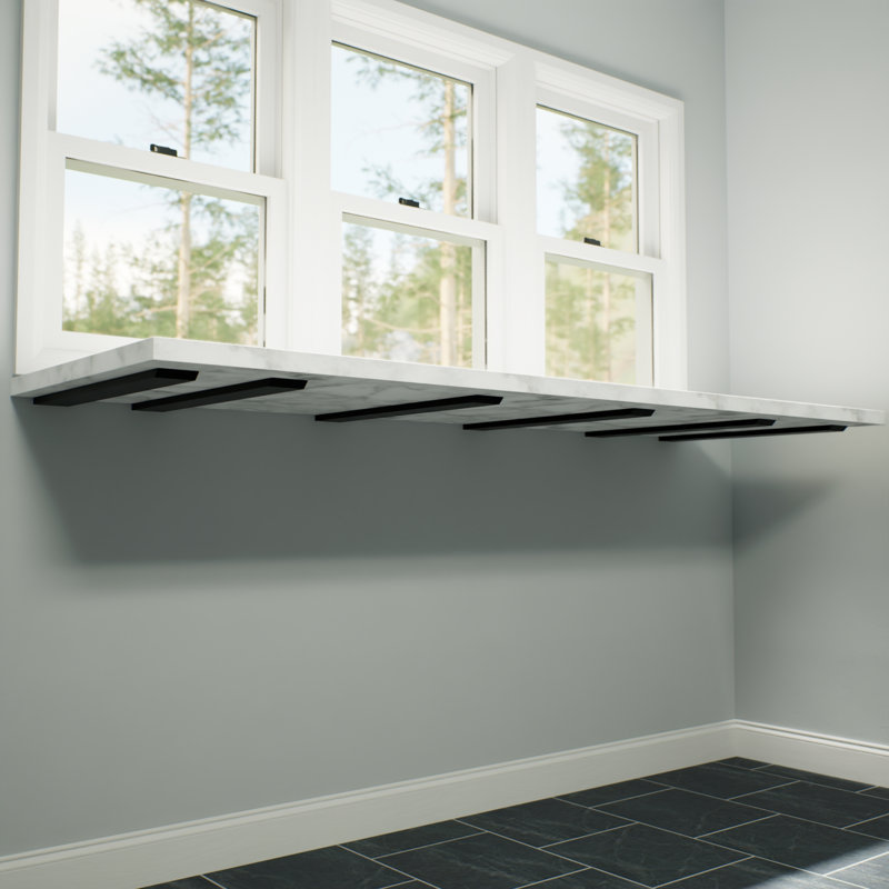 14-Inch Black Steel Right-Angle Countertop Support Bracket