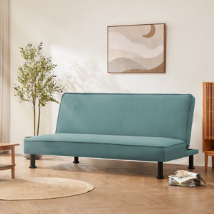 Convertible Sleeper Futon Sofa Bed Small Euro Lounger Daybed Couch for Living Room Bedroom Flannel