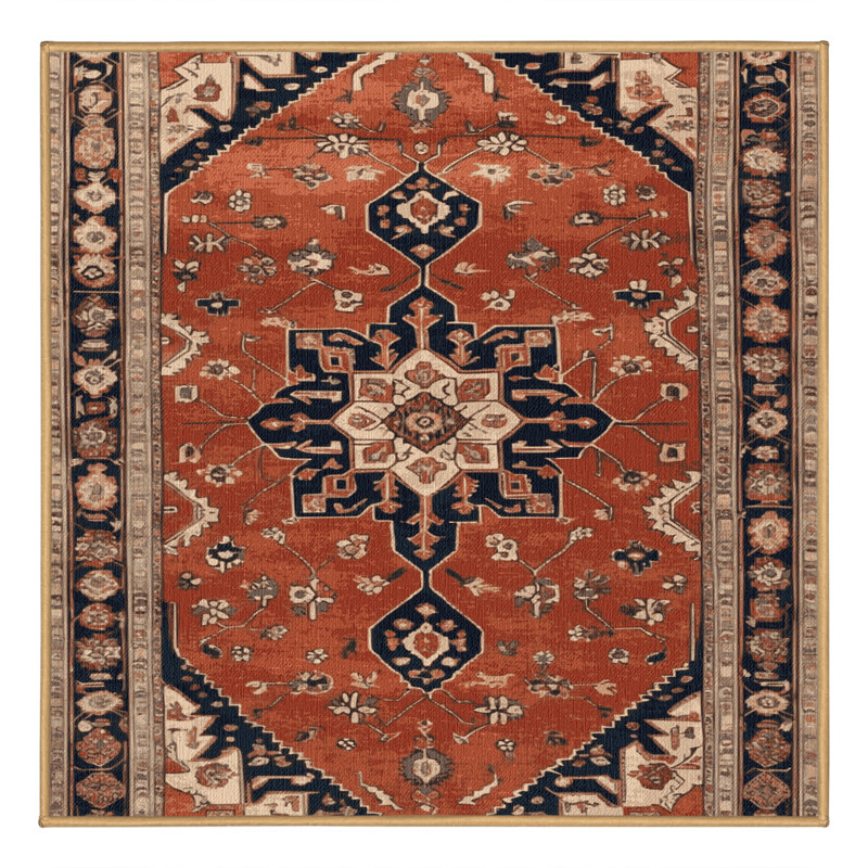 Machine Washable Persian Brown Area Rug, Square 7'
