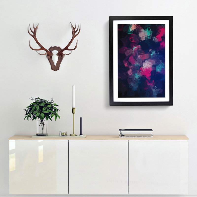 Many Jellyfish in Abstract - Framed Print, 50cm H x 35cm W x 2cm D, Black