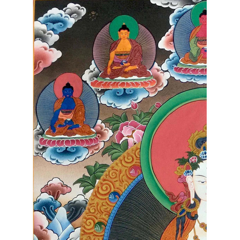 Déesse blanche Tara Thangka (Brocadeless Thangka)