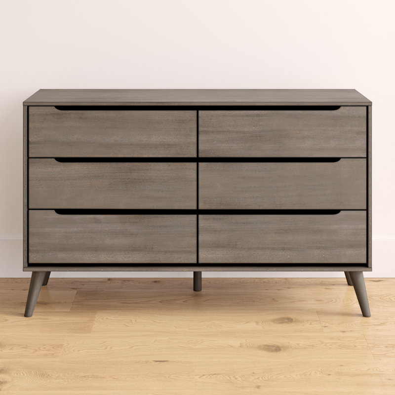 Commode double 6 tiroirs avec miroir Stalter, Gris