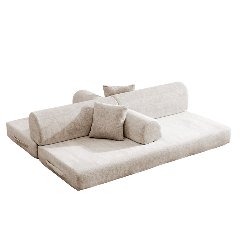 Canapé-lit convertible pour salon et chambre à coucher, Tissu brun clair clair