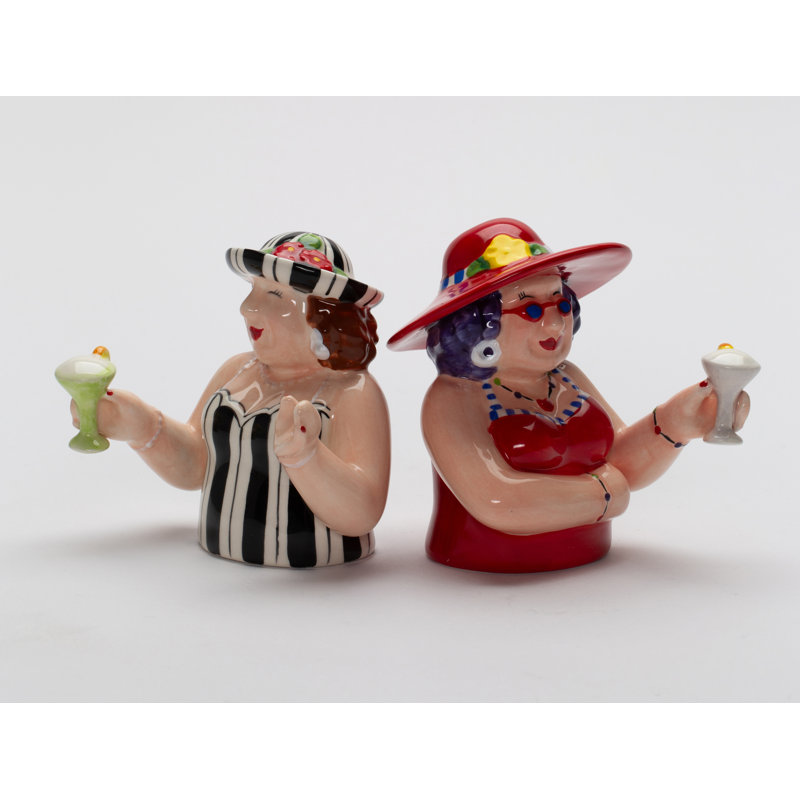 Ceramic Sophisticated Ladies Happy Hour Salt and Pepper Shakers